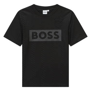 Playera para niño y adolescente negra Boss